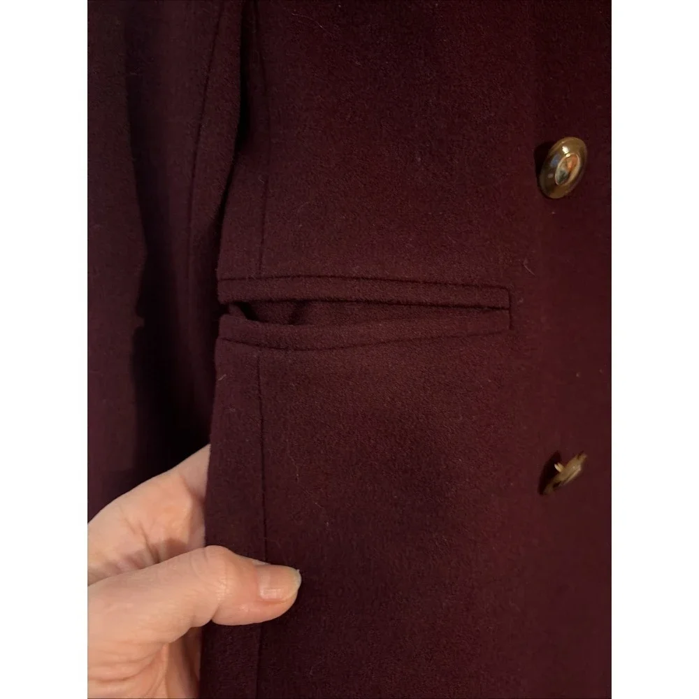 Vintage Escada Margaretha Ley Burgundy Wool Blazer Gold Buttons EU 34 US 2